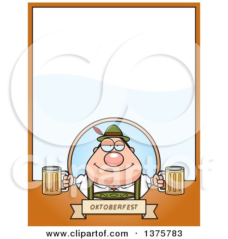 Clipart of a Happy Oktoberfest German Man Page Border - Royalty Free Vector Illustration by Cory Thoman