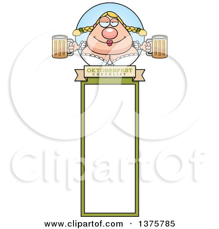Clipart of a Happy Oktoberfest German Woman Bookmark - Royalty Free Vector Illustration by Cory Thoman