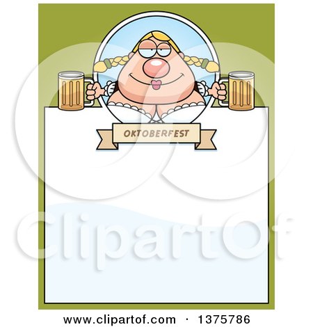 Clipart of a Happy Oktoberfest German Woman Page Border - Royalty Free Vector Illustration by Cory Thoman