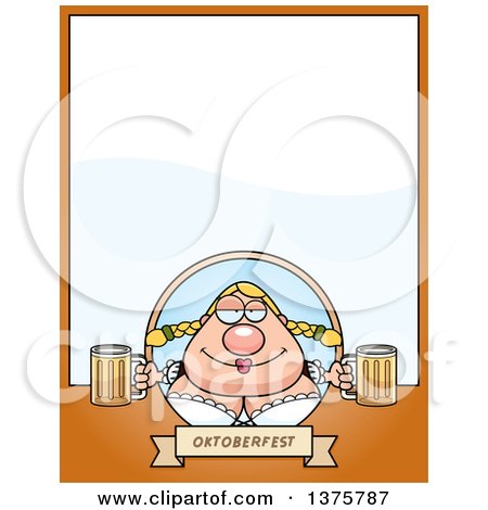 Clipart of a Happy Oktoberfest German Woman Page Border - Royalty Free Vector Illustration by Cory Thoman