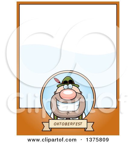 Clipart of a Happy Oktoberfest German Man Page Border - Royalty Free Vector Illustration by Cory Thoman