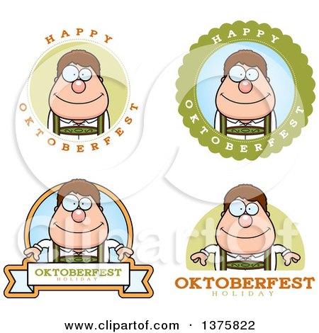 Clipart of Badges of a Happy Oktoberfest German Man - Royalty Free Vector Illustration by Cory Thoman