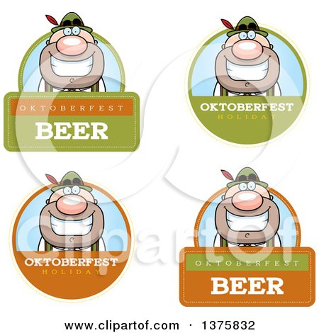 Clipart of Badges of a Happy Oktoberfest German Man - Royalty Free Vector Illustration by Cory Thoman