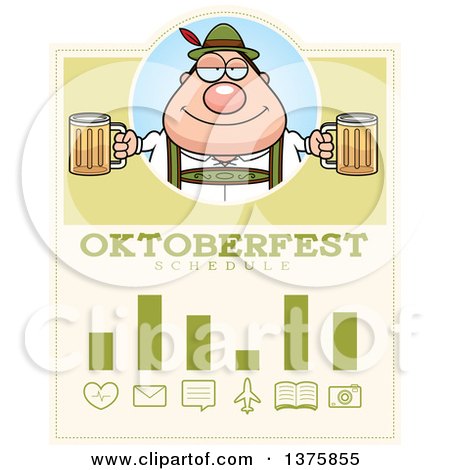 Clipart of a Happy Oktoberfest German Man Schedule Design - Royalty Free Vector Illustration by Cory Thoman