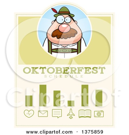Clipart of a Happy Oktoberfest German Man Schedule Design - Royalty Free Vector Illustration by Cory Thoman