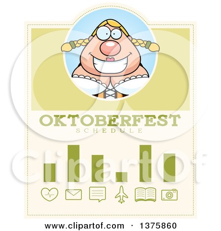 Clipart of a Happy Oktoberfest German Woman Schedule Design - Royalty Free Vector Illustration by Cory Thoman