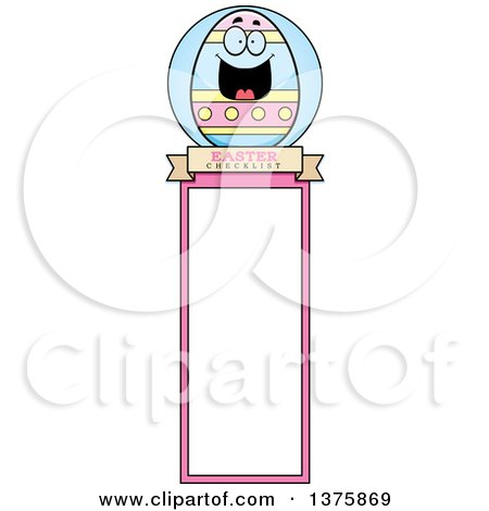 Clipart of a Happy Easter Egg Mascot Bookmark - Royalty Free Vector Illustration by Cory Thoman