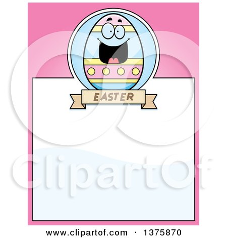 Clipart of a Happy Easter Egg Mascot Page Border - Royalty Free Vector Illustration by Cory Thoman