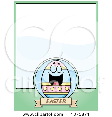 Clipart of a Happy Easter Egg Mascot Page Border - Royalty Free Vector Illustration by Cory Thoman