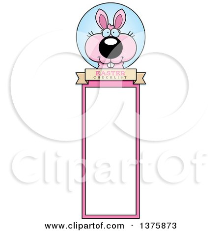 Clipart of a Pink Easter Bunny Bookmark - Royalty Free Vector Illustration by Cory Thoman