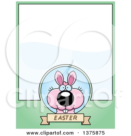 Clipart of a Pink Easter Bunny Page Border - Royalty Free Vector Illustration by Cory Thoman