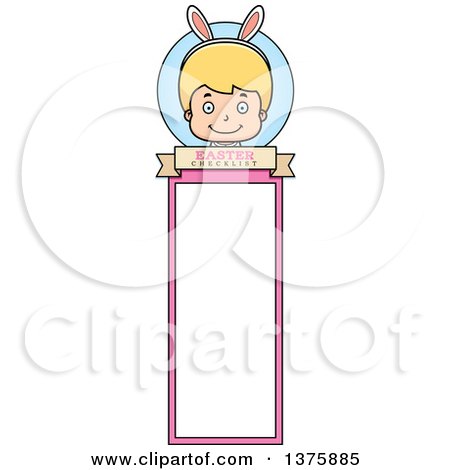 Clipart of a Blond White Easter Boy Wearing Bunny Ears Bookmark - Royalty Free Vector Illustration by Cory Thoman