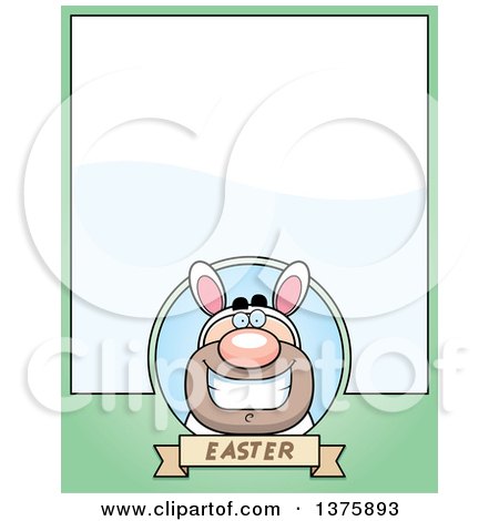 Clipart of a White Easter Bunny Man in a Costume Page Border - Royalty Free Vector Illustration by Cory Thoman