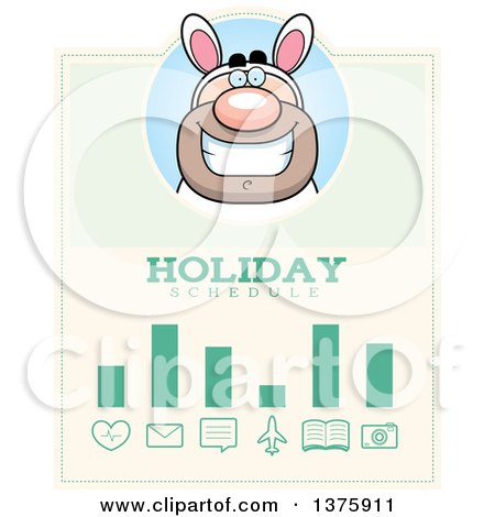 Clipart of a White Easter Bunny Man in a Costume Schedule Design - Royalty Free Vector Illustration by Cory Thoman