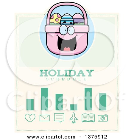 Clipart of a Happy Easter Basket Mascot Schedule Design - Royalty Free Vector Illustration by Cory Thoman