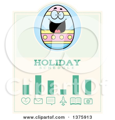 Clipart of a Happy Easter Egg Mascot Schedule Design - Royalty Free Vector Illustration by Cory Thoman