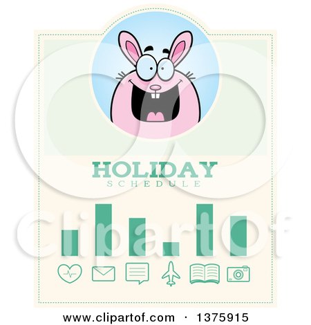 Clipart of a Chubby Pink Easter Bunny Schedule Design - Royalty Free Vector Illustration by Cory Thoman