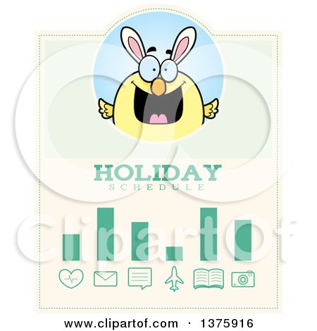 Clipart of a Happy Easter Chick with Bunny Ears Schedule Design - Royalty Free Vector Illustration by Cory Thoman