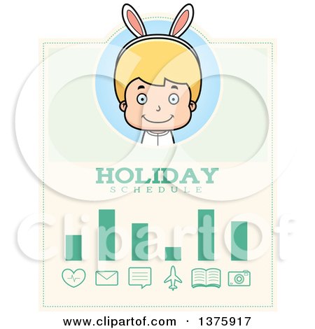Clipart of a Blond White Easter Boy Wearing Bunny Ears Schedule Design - Royalty Free Vector Illustration by Cory Thoman