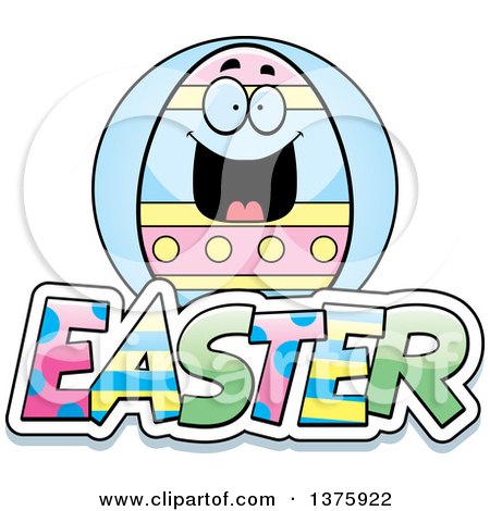 Clipart of a Happy Easter Egg Mascot with Text - Royalty Free Vector Illustration by Cory Thoman