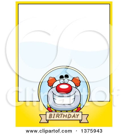 Clipart of a Happy Pudgy Birthday Party Clown Page Border - Royalty Free Vector Illustration by Cory Thoman