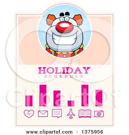 Clipart of a Happy Pudgy Birthday Party Clown Schedule Design - Royalty Free Vector Illustration by Cory Thoman