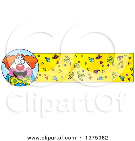 Clipart of a Happy Pudgy Birthday Party Clown Banner - Royalty Free Vector Illustration by Cory Thoman