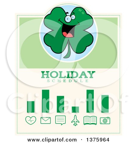 Clipart of a St Patricks Day Four Leaf Clover Character Schedule Design - Royalty Free Vector Illustration by Cory Thoman