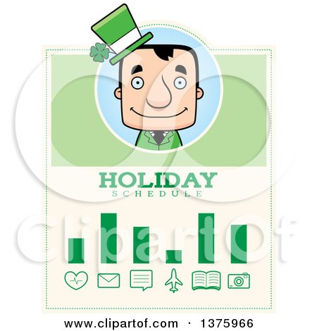 Clipart of a Block Headed White Irish St Patricks Day Man Schedule Design - Royalty Free Vector Illustration by Cory Thoman