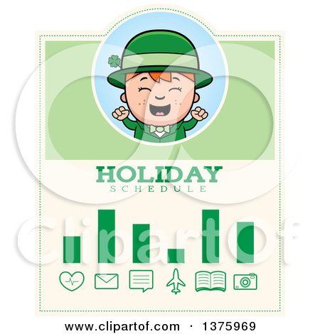 Clipart of a Red Haired Irish St Patricks Day Boy Schedule Design - Royalty Free Vector Illustration by Cory Thoman