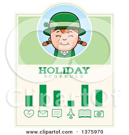 Clipart of a Red Haired Irish St Patricks Day Girl Schedule Design - Royalty Free Vector Illustration by Cory Thoman