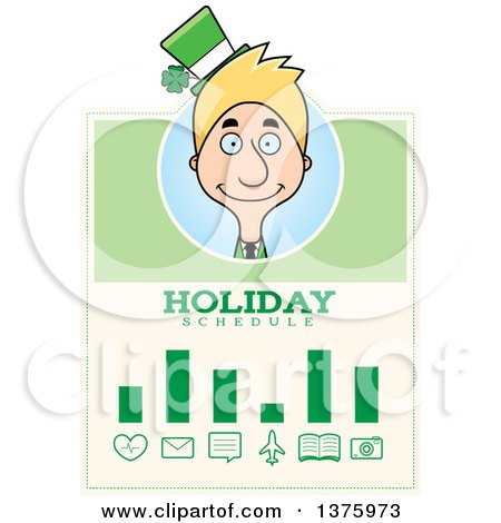 Clipart of a Skinny Blond White Male Irish St Patricks Day Leprechaun Schedule Design - Royalty Free Vector Illustration by Cory Thoman