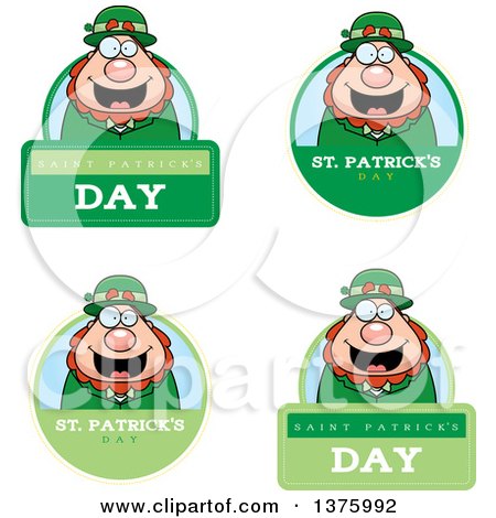 Clipart of Badges of a Happy St Patricks Day Leprechaun - Royalty Free Vector Illustration by Cory Thoman