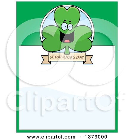 Clipart of a Happy Shamrock Mascot Page Border - Royalty Free Vector Illustration by Cory Thoman