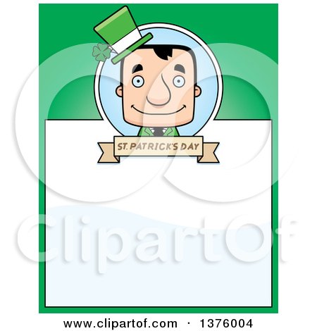 Clipart of a Block Headed White Irish St Patricks Day Man Page Border - Royalty Free Vector Illustration by Cory Thoman