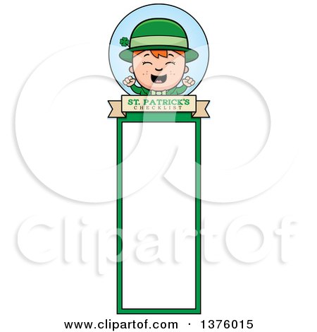 Clipart of a Red Haired Irish St Patricks Day Boy Bookmark - Royalty Free Vector Illustration by Cory Thoman
