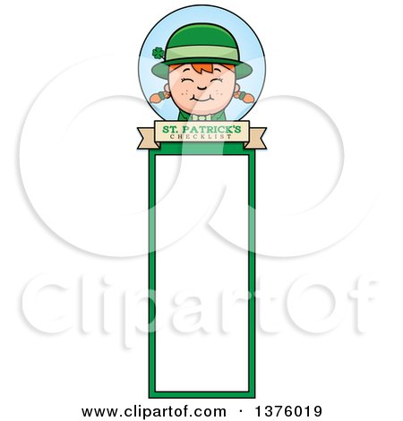Clipart of a Red Haired Irish St Patricks Day Girl Bookmark - Royalty Free Vector Illustration by Cory Thoman