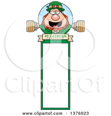 Clipart of a Happy St Patricks Day Leprechaun Bookmark - Royalty Free Vector Illustration by Cory Thoman