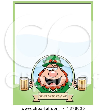 Clipart of a Happy St Patricks Day Leprechaun Page Border - Royalty Free Vector Illustration by Cory Thoman
