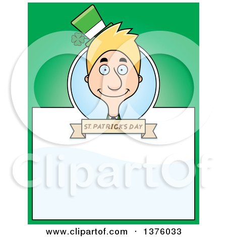 Clipart of a Skinny Blond White Male Irish St Patricks Day Leprechaun Page Border - Royalty Free Vector Illustration by Cory Thoman