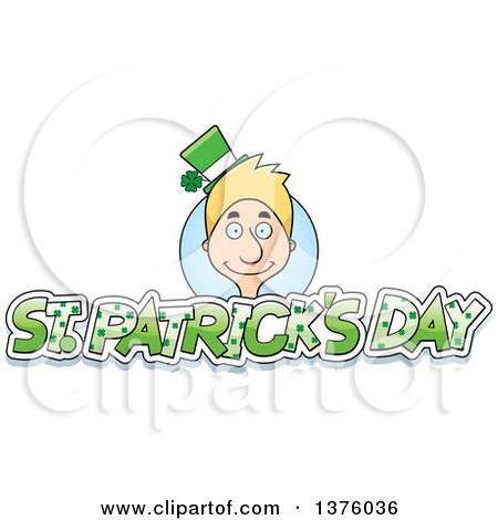 Clipart of a Skinny Blond White Male Irish St Patricks Day Leprechaun - Royalty Free Vector Illustration by Cory Thoman
