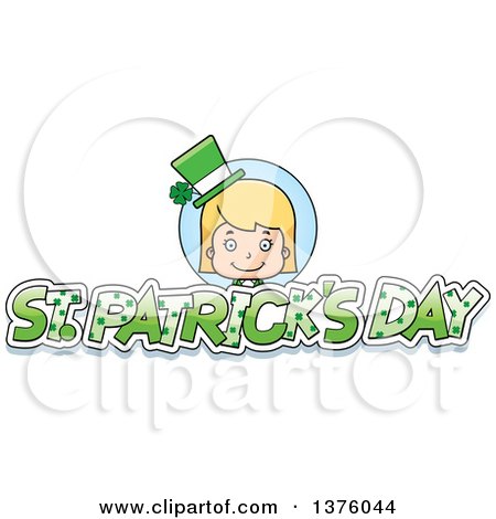 Clipart of a Blond White St Patricks Day Girl - Royalty Free Vector Illustration by Cory Thoman