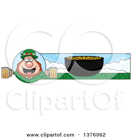 Clipart of a Happy St Patricks Day Leprechaun Banner - Royalty Free Vector Illustration by Cory Thoman