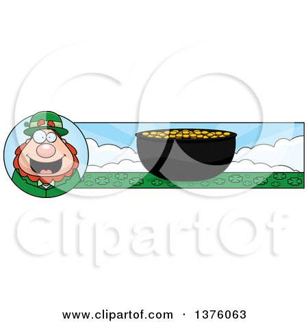 Clipart of a Happy St Patricks Day Leprechaun Banner - Royalty Free Vector Illustration by Cory Thoman