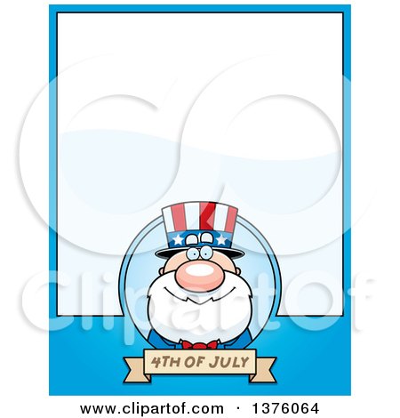 Clipart of a Fourth of July Uncle Sam Page Border - Royalty Free Vector Illustration by Cory Thoman