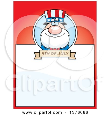 Clipart of a Fourth of July Uncle Sam Page Border - Royalty Free Vector Illustration by Cory Thoman