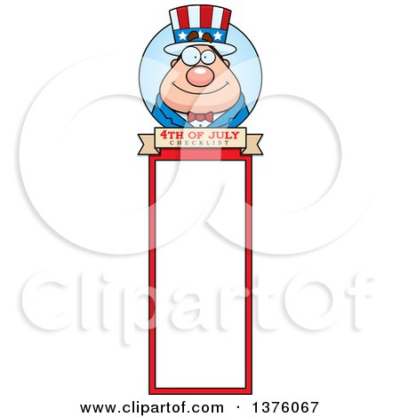 Clipart of a Chubby Young Fourth of July Uncle Sam Bookmark - Royalty Free Vector Illustration by Cory Thoman
