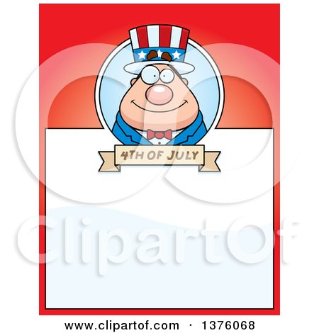 Clipart of a Chubby Young Fourth of July Uncle Sam Page Border - Royalty Free Vector Illustration by Cory Thoman
