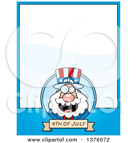 Clipart of a Chubby Fourth of July Uncle Sam Page Border - Royalty Free Vector Illustration by Cory Thoman
