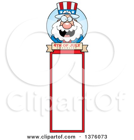 Clipart of a Chubby Fourth of July Uncle Sam Bookmark - Royalty Free Vector Illustration by Cory Thoman